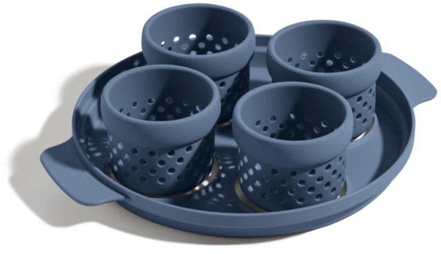 Main image of Silicone Egg Poacher, 4-Cup BPA-Free Dishwasher-Safe Poaching Set