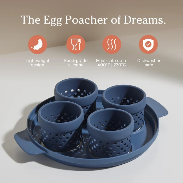 Alt view image 2 of 6 - Silicone Egg Poacher, 4-Cup BPA-Free Dishwasher-Safe Poaching Set