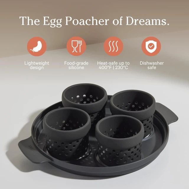 Alt view image 2 of 6 - Silicone Egg Poacher, 4-Cup BPA-Free Dishwasher-Safe Poaching Set