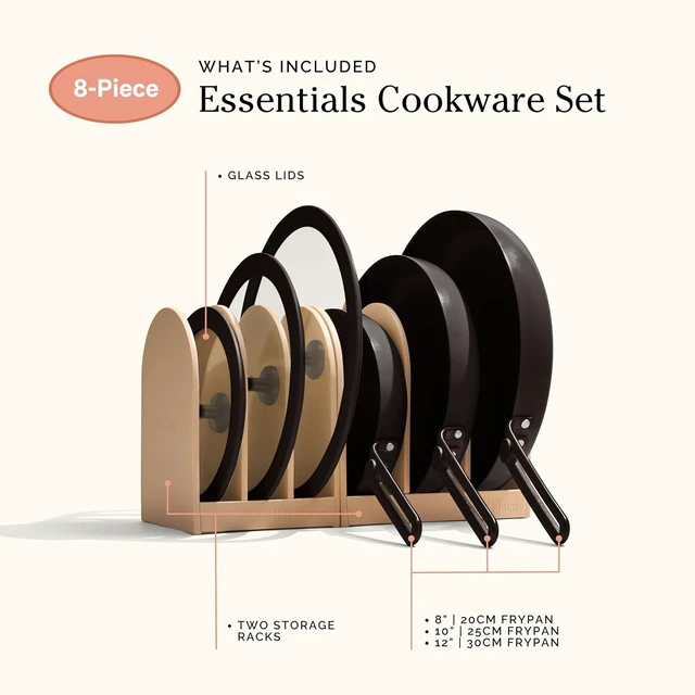Alt view image 7 of 7 - Essentials Pan Trio, 8-Piece Ceramic Fry Pan Set