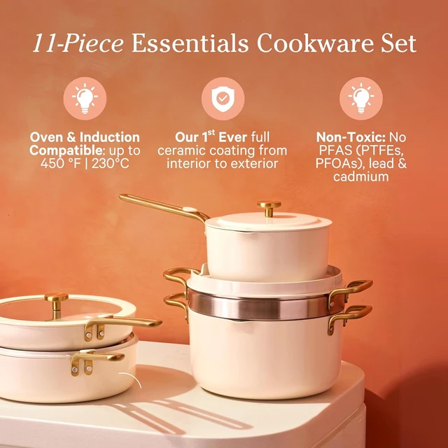 Alt view image 2 of 7 - Essentials Cookware Set, 11-Piece Ceramic Cookware Set
