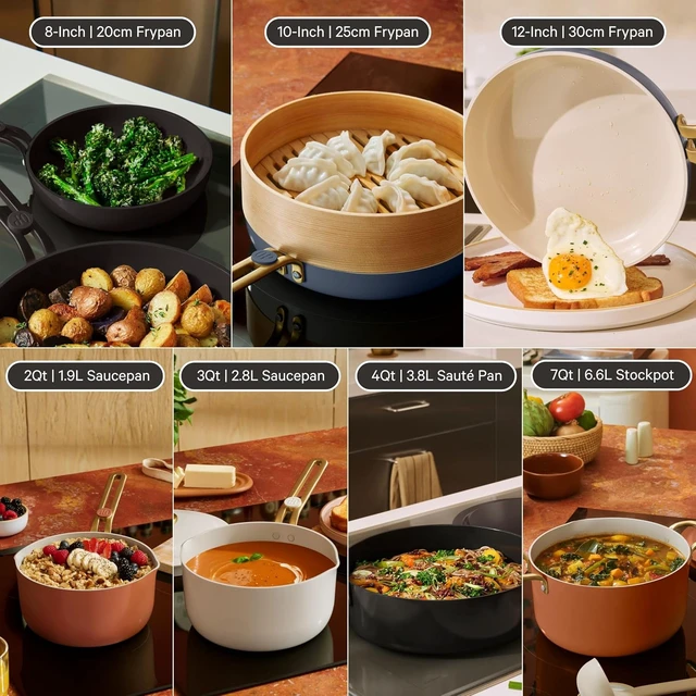 Alt view image 6 of 7 - Essentials Complete Cookware Set, 17-Piece Ceramic Cookware Set