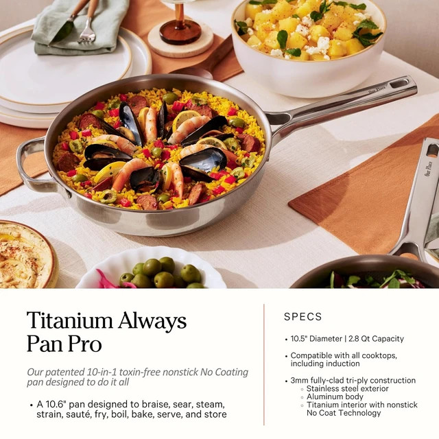 Alt view image 4 of 7 - Titanium Cookware Duo Pro, 3-Piece Nonstick Cookware Set