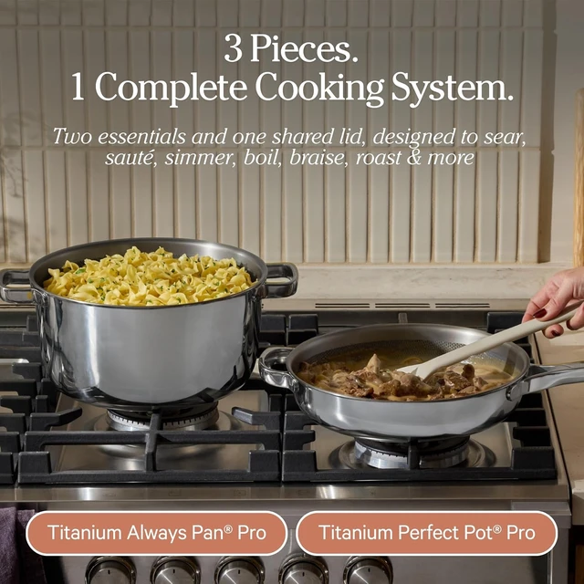 Alt view image 7 of 7 - Titanium Cookware Duo Pro, 3-Piece Nonstick Cookware Set
