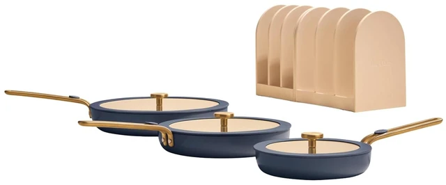 Main image of Essentials Pan Trio, 8-Piece Ceramic Fry Pan Set