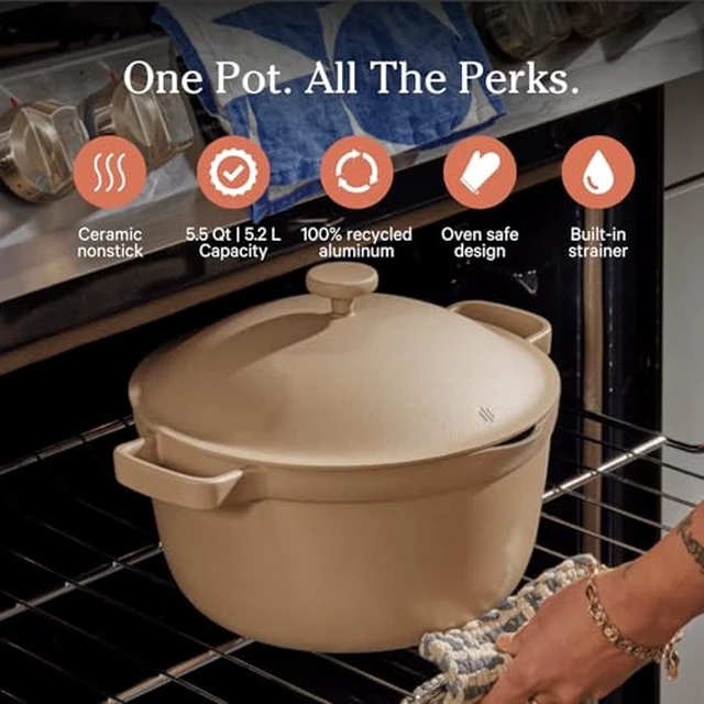 Alt view image 3 of 7 - Cookware Duo, 7-Piece Ceramic Nonstick Cookware Set with Strainer