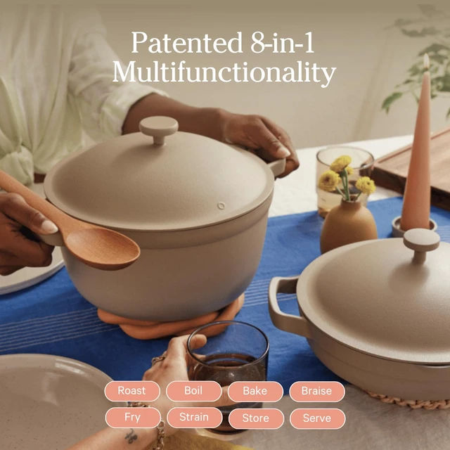 Alt view image 5 of 7 - Cookware Duo, 7-Piece Ceramic Nonstick Cookware Set with Strainer