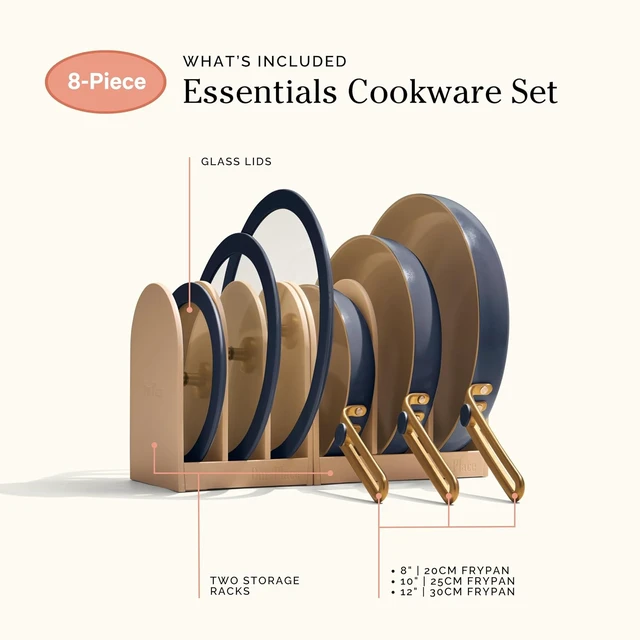 Alt view image 7 of 7 - Essentials Pan Trio, 8-Piece Ceramic Fry Pan Set