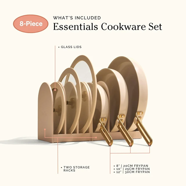Alt view image 7 of 7 - Essentials Pan Trio, 8-Piece Ceramic Fry Pan Set