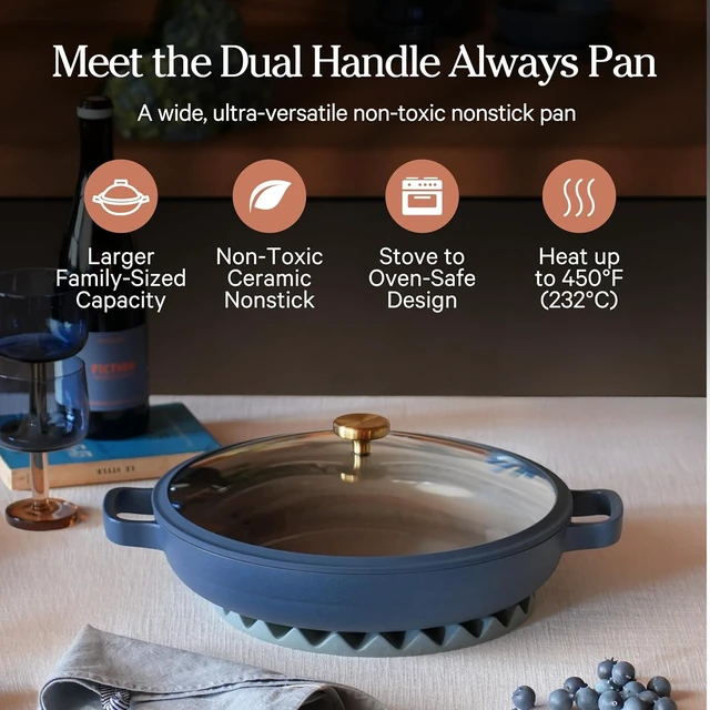Alt view image 2 of 7 - Dual Handle Always Pan, 4.25 Qt Ceramic Nonstick Braiser Pan with Lid