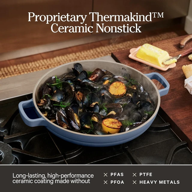 Alt view image 4 of 7 - Dual Handle Always Pan, 4.25 Qt Ceramic Nonstick Braiser Pan with Lid