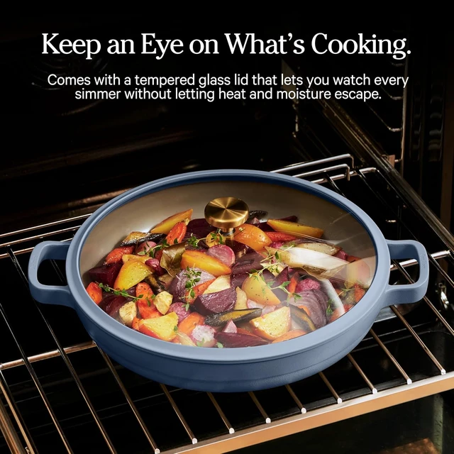 Alt view image 6 of 7 - Dual Handle Always Pan, 4.25 Qt Ceramic Nonstick Braiser Pan with Lid