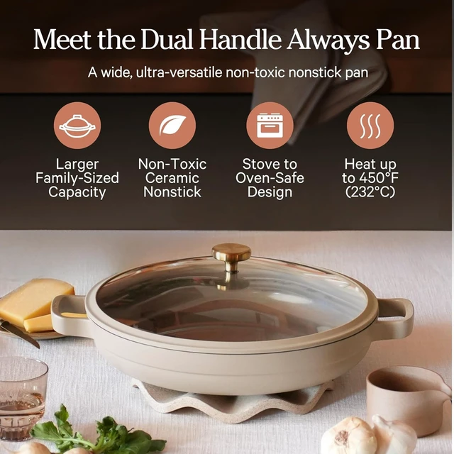 Alt view image 2 of 7 - Dual Handle Always Pan, 4.25 Qt Ceramic Nonstick Braiser Pan with Lid