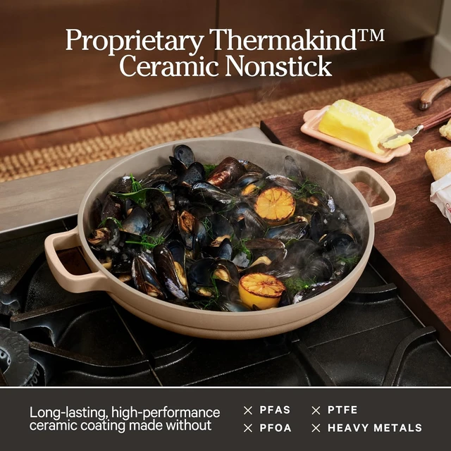 Alt view image 4 of 7 - Dual Handle Always Pan, 4.25 Qt Ceramic Nonstick Braiser Pan with Lid