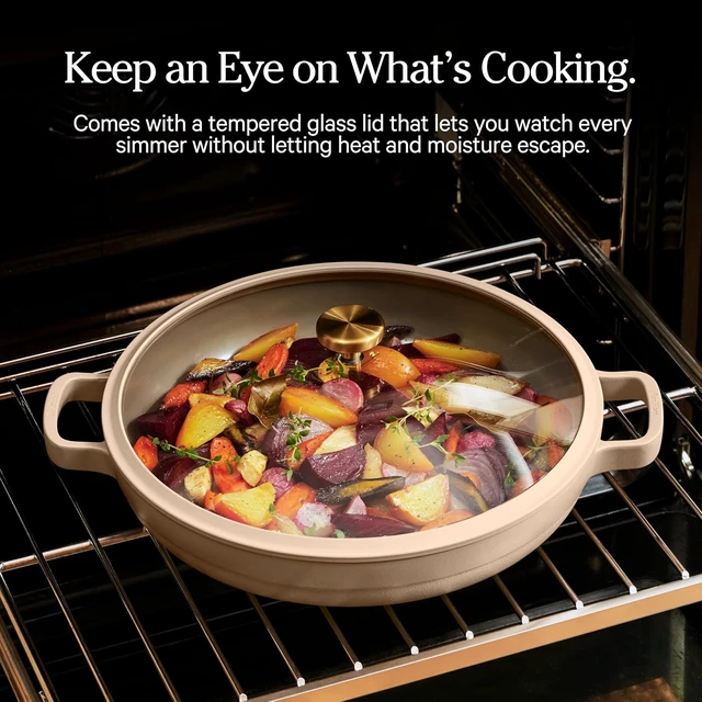 Alt view image 6 of 7 - Dual Handle Always Pan, 4.25 Qt Ceramic Nonstick Braiser Pan with Lid