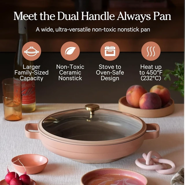Alt view image 2 of 7 - Dual Handle Always Pan, 4.25 Qt Ceramic Nonstick Braiser Pan with Lid