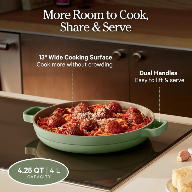 Alt view image 5 of 7 - Dual Handle Always Pan, 4.25 Qt Ceramic Nonstick Braiser Pan with Lid