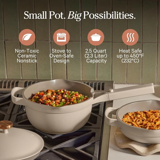 Alt view image 2 of 7 - Mini Perfect Pot, 2.75 Qt Nonstick Ceramic Cooking Pot with Lid