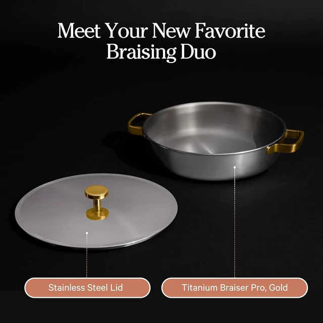 Alt view image 7 of 7 - Titanium Braiser Pro, 4 Qt Nonstick Braiser Pan with Lid