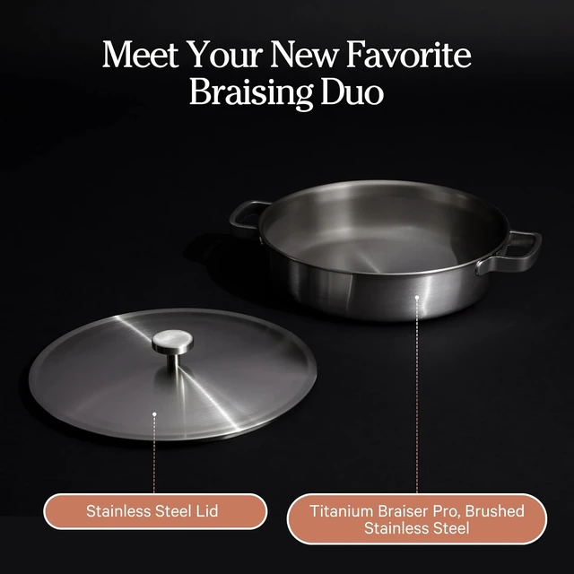 Alt view image 7 of 7 - Titanium Braiser Pro, 4 Qt Nonstick Braiser Pan with Lid