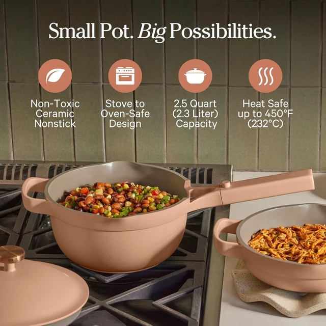 Alt view image 2 of 7 - Mini Perfect Pot, 2.75 Qt Nonstick Ceramic Cooking Pot with Lid