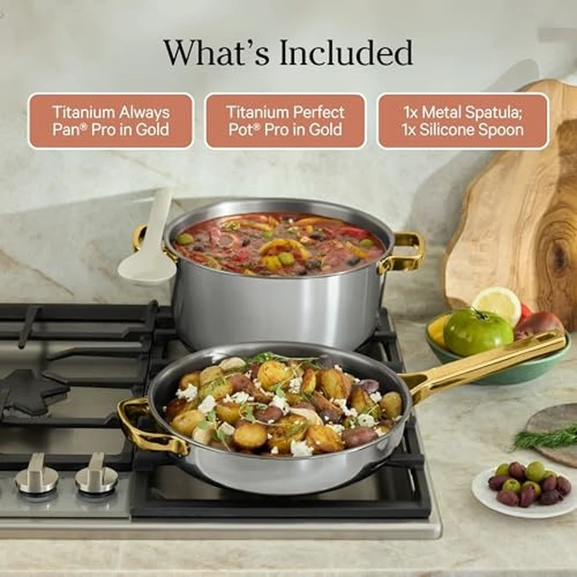 Alt view image 7 of 7 - Titanium Pro Cookware Duo, 6-Piece Titanium Cookware Set