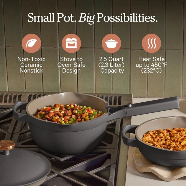 Alt view image 2 of 7 - Mini Perfect Pot, 2.75 Qt Nonstick Ceramic Cooking Pot with Lid