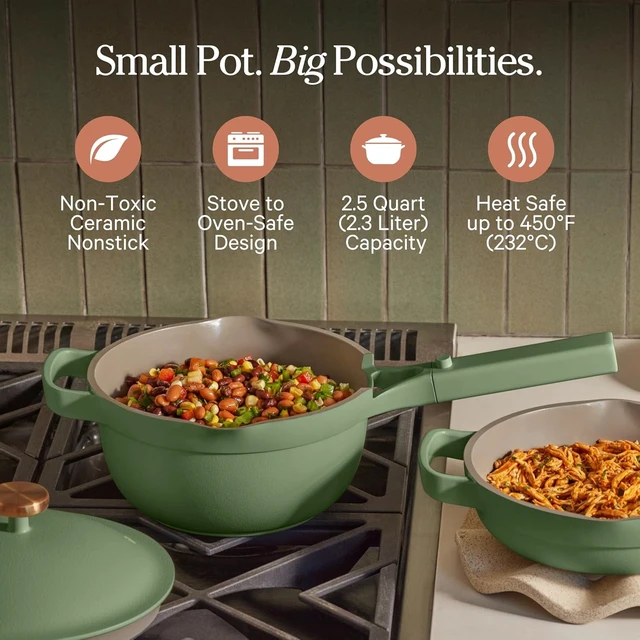 Alt view image 2 of 7 - Mini Perfect Pot, 2.75 Qt Nonstick Ceramic Cooking Pot with Lid