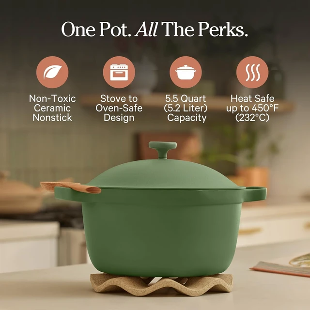 Alt view image 2 of 7 - Perfect Pot, 6.5 Qt Nonstick Ceramic Pot & Dutch Oven with Lid