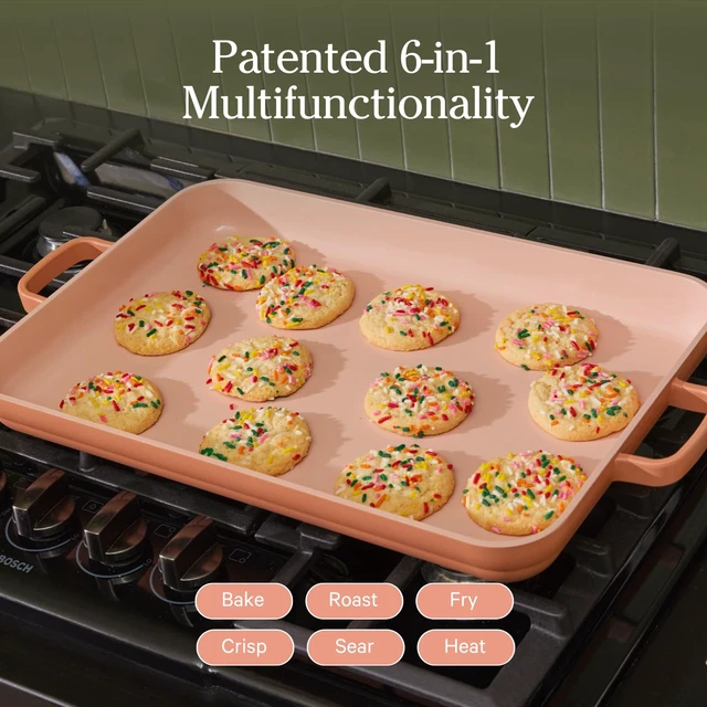 Alt view image 3 of 6 - Griddle Pan, 5 Qt Nonstick Ceramic Stovetop Griddle & Sheet Pan