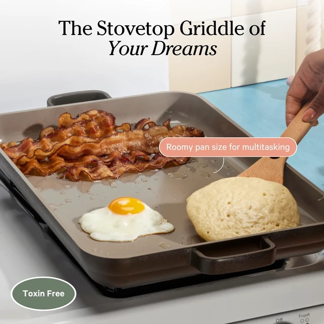 Alt view image 5 of 6 - Griddle Pan, 5 Qt Nonstick Ceramic Stovetop Griddle & Sheet Pan