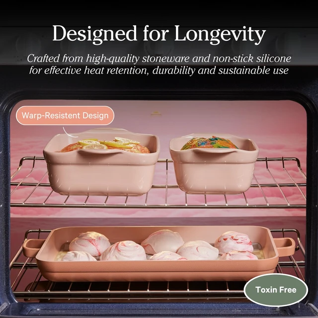 Alt view image 5 of 7 - Bakeware Set, 5-Piece Nonstick Ceramic Bakeware & Griddle Pan