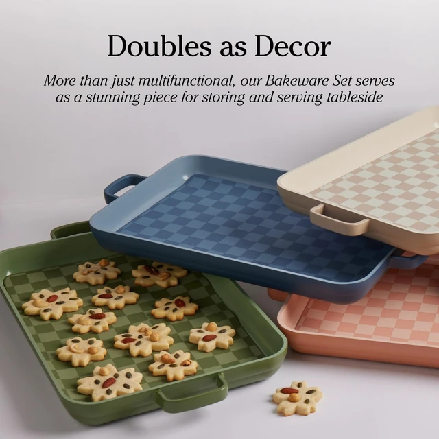 Alt view image 7 of 7 - Bakeware Set, 5-Piece Nonstick Ceramic Bakeware & Griddle Pan