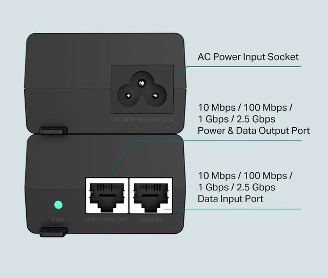 Alt view image 3 of 6 - Omada 2.5G PoE+ Injector, Up to 30W, UL Certified(POE260S)