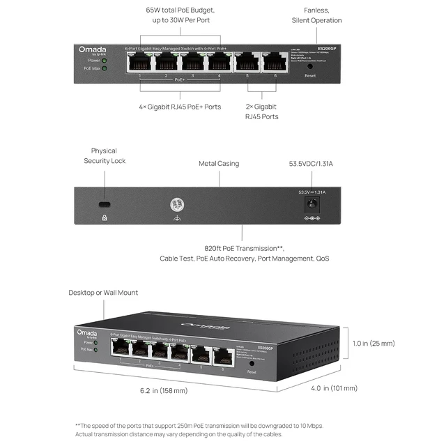 Alt view image 7 of 7 - Omada ES206GP, 6 Port Gigabit Easy Managed PoE Switch