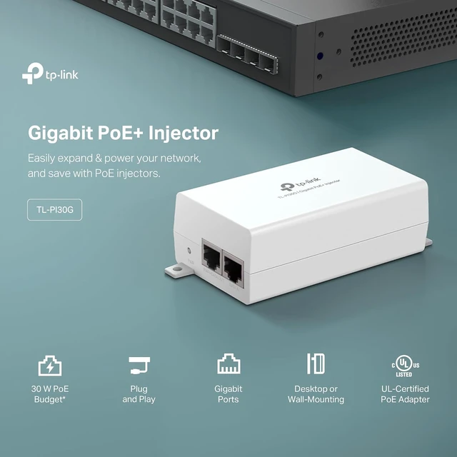 Alt view image 3 of 6 - TL-PI30G, Gigabit PoE+ Injector, Non-PoE to PoE Adapter