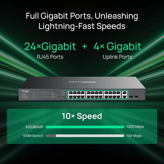 Alt view image 2 of 7 - Omada ES228GMP, 24 Port Gigabit Easy Managed PoE Switch