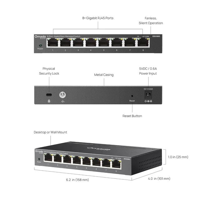 Alt view image 6 of 7 - Omada ES208G, 8 Port Gigabit Easy Managed Switch