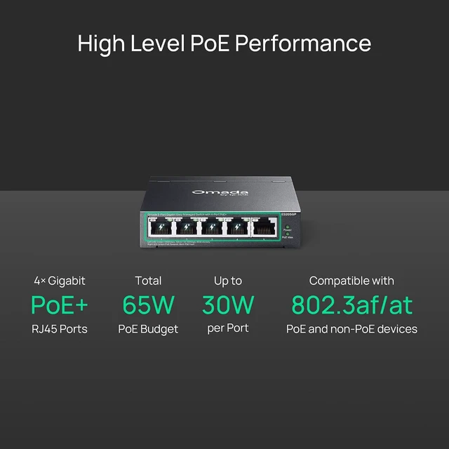 Alt view image 3 of 7 - Omada ES205GP, 5 Port Gigabit Easy Managed PoE Switch