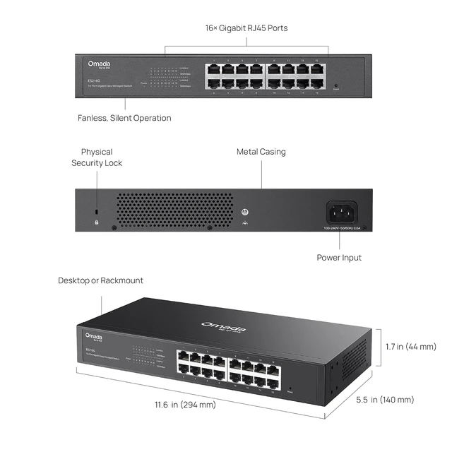 Alt view image 6 of 7 - Omada ES216G, 16 Port Gigabit Easy Managed Switch