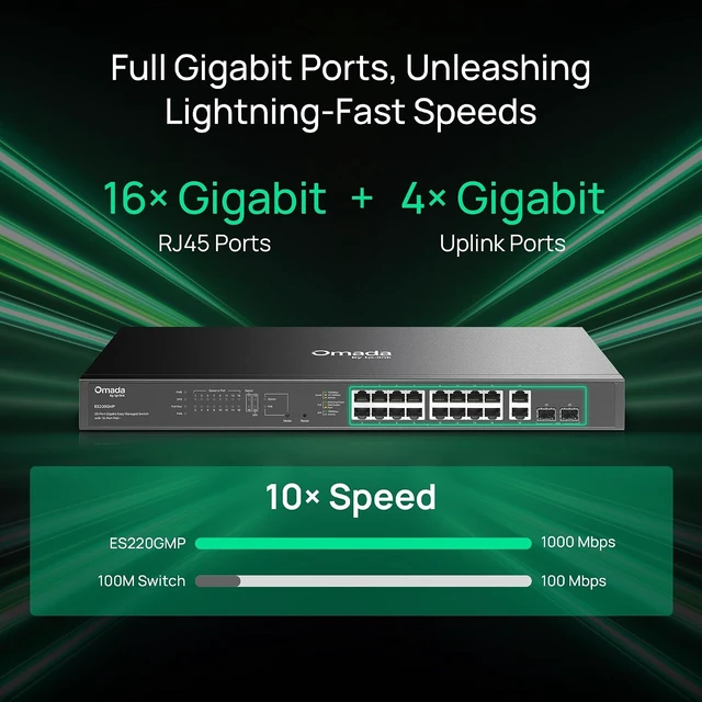 Alt view image 2 of 7 - Omada ES220GMP, 16 Port Gigabit Easy Managed PoE Switch