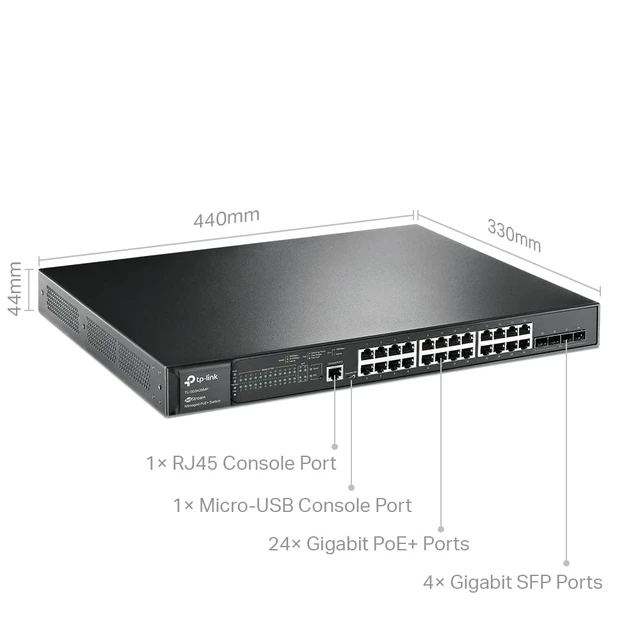 Alt view image 3 of 6 - Omada SG3428MP, 24 Port Gigabit L2+ Managed PoE Switch