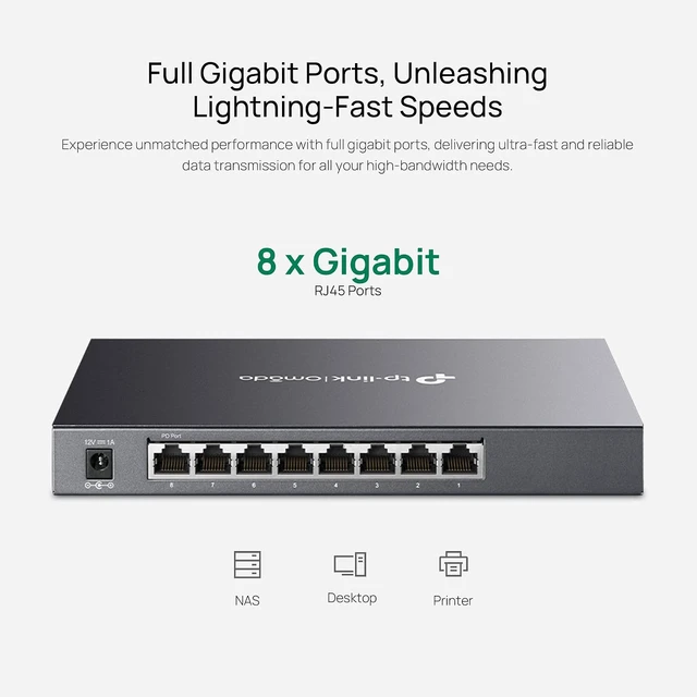 Alt view image 2 of 6 - Omada TL-SG2008 V3, 8 Port Gigabit Smart Managed Switch