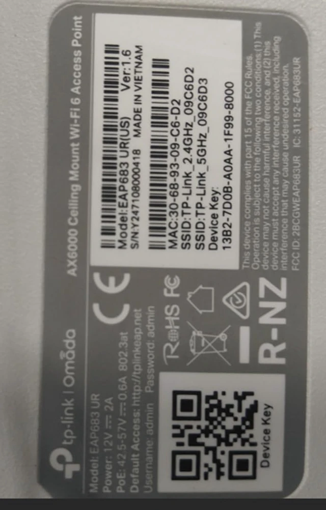Alt view image 5 of 5 - Omada AX6000 WiFi Access Point, w/o DC Adapter, 2.5G Port(EAP683 UR)