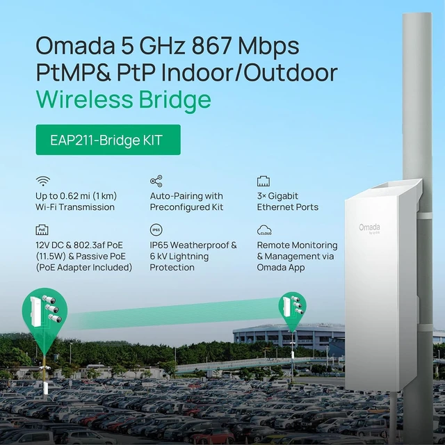 Alt view image 2 of 7 - Omada EAP211-Bridge KIT, Point to Point Wireless Bridge