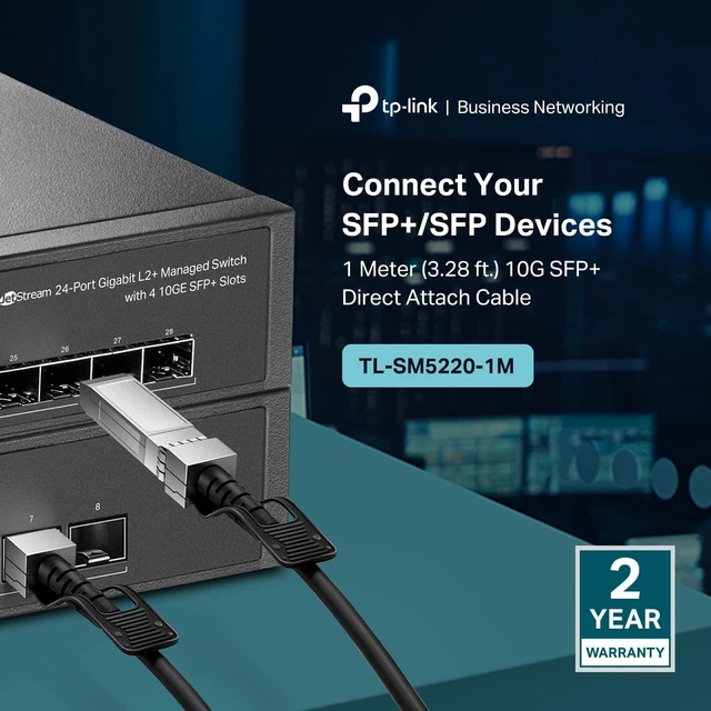 Alt view image 2 of 6 - Omada 10G SFP+ DAC Cable Cable, 1m(3.28ft), Universal Compatible(SM5220-1M)