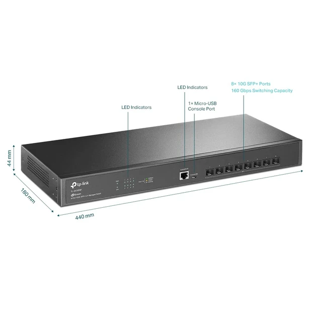 Alt view image 2 of 6 - Omada SX3008F, 8 Port 10G SFP+ Enterprise Level L2+ Managed Switch