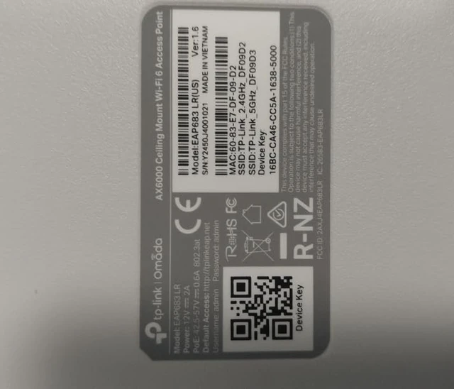 Alt view image 5 of 5 - Omada EAP683 LR, WiFi 6 AX6000 Wireless 2.5G Ceiling Mount Access Point