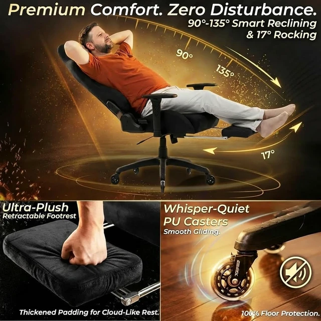 Alt view image 7 of 7 - Big and Tall Gaming Chair with Suede Fabric Breathable