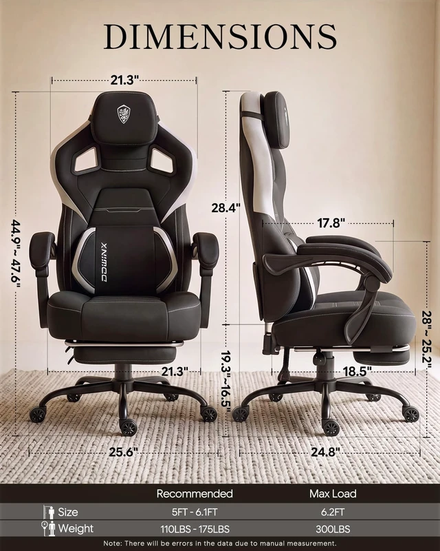 Alt view image 2 of 7 - Big and Tall Gaming Chair with Footrest, Linen Black
